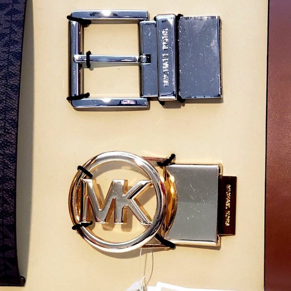 MICHAEL KORS Black Tan Interchangeable Monogram Logo Boxed Belt Gift Set - Picture 4 of 8